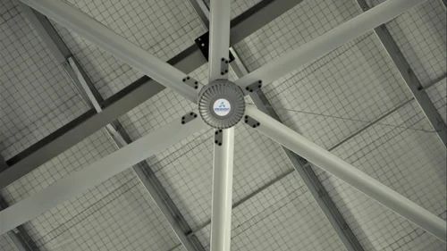 Grey 5 Blade Based Industrial Hvls Fan - Used In Warehouse And Industries