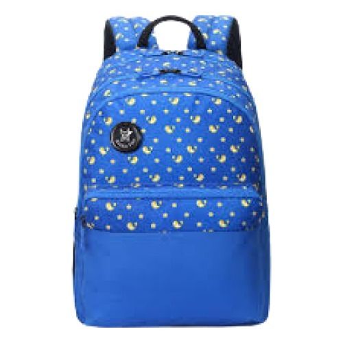 Blue Eco Friendly Printed Pattern Zipper Top Cotton School Bags