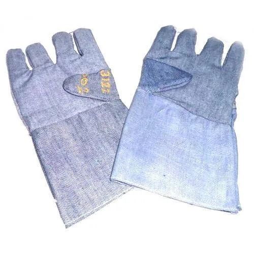 Light Blue Full Finger Style Breathable Plain Quick Dry Jeans Hand Gloves 