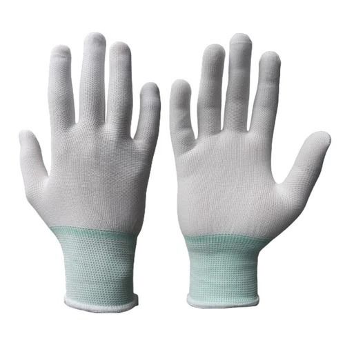 White Lightweight Plain Wear Resistant Full Finger Style Nylon Gloves