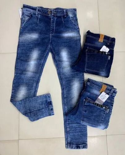 Regular Wear Mens Casual Blue Stretchable Denim Jeans - Denim Material, Waist Size 28-36 Inches, Regular Fit, Damage Pattern | Washable, Ideal for Spring & Summer