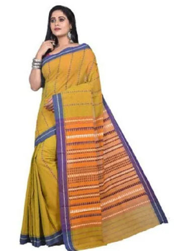 Multicolor Thread Work Printed Cotton Formal Wear Handloom Saree For Ladies