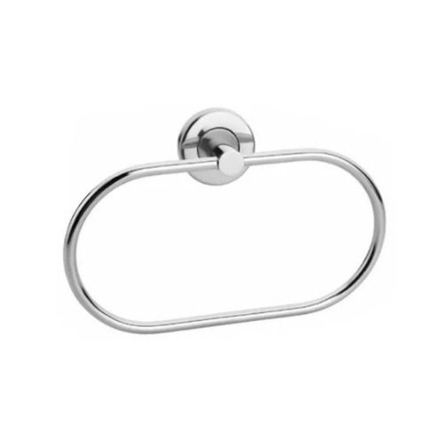 Silver Wall Mounted And Corrosion Resistant Oval Stainless Steel Towel Ring - Size 14 Inch