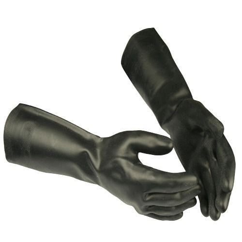 Black Washable Full Finger Style Rubber Hand Gloves For Sports Use