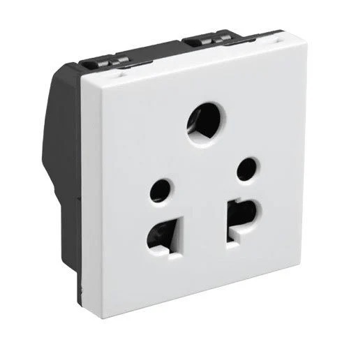 5-Pin Miniature Power Switch - Copper Terminal, 220V, 4-Inch Diameter | Glossy White PVC, Durable Plastic, Ideal for Home and Office Applications