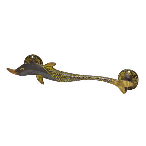 Yellow And Brown 500 Gram Corrosion Corrosion Brass Fish Shaped Pull Antique Door Handle