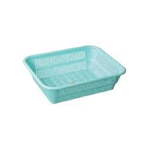 Green Polypropylene Rectangle Shape Plastic Fruit Basket For Household Use