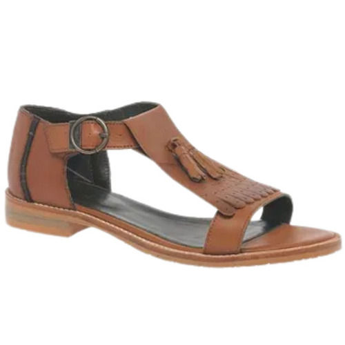 Pu Sole Lightweight Low Heel Genuine Leather Sandal For Ladies