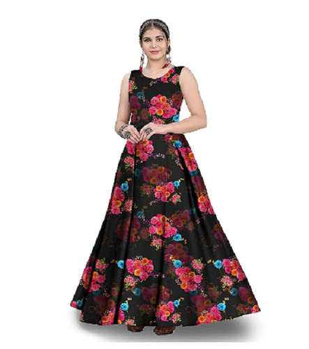 लाल 32 Cm स्लीवलेस हवा पार होने योग्य और आरामदायक महिलाओं का गाउन