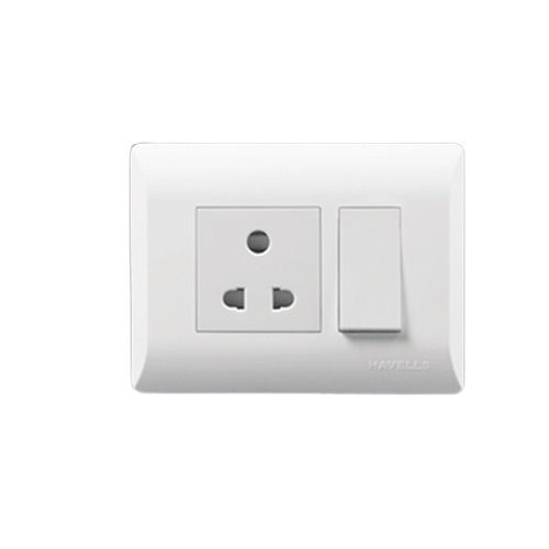 White 6X5 Inch 200 Gram 230 Volt 10 Ampere Plastic Modular Switch 