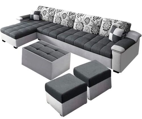 8 Seater Lhs L Shape Sofa Set With 1 Centre Table And 2 Puffy