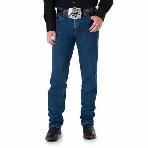 Comfortable Men Navy Blue Plain Stretchable Denim Jeans