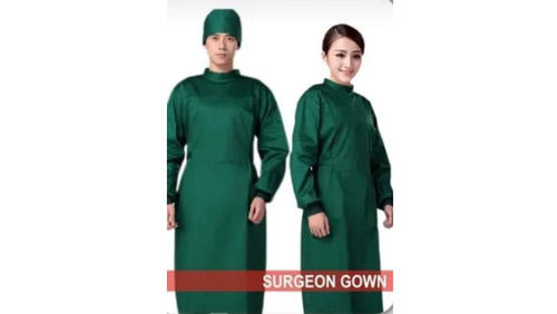 Moisture Absorbent Green Full Sleeves Cotton Gown for All Seasons