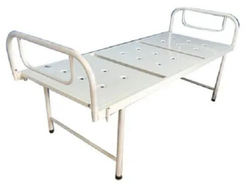 White Rectangular And Plain Stainless Steel Hospital Bed