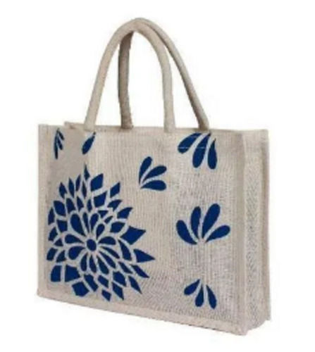 18x15 Inches And 4 Kg Storage Flexiloop Handle Printed Jute Bag For Shopping Use