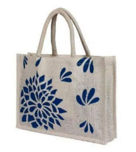 Durable 18X15 Inches And 4 Kg Storage Flexiloop Handle Printed Jute Bag For Shopping Use