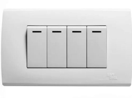 White 240 Volt Plastic Rectangular Polished 4 Way Modular Switch