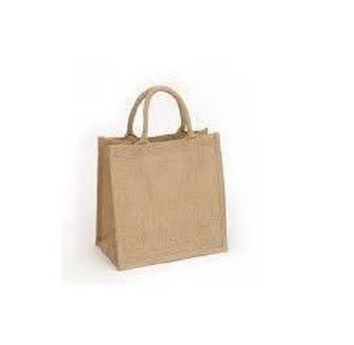 Brown Eco Friendly And Plain Jute Bag With Pp Handle Cover