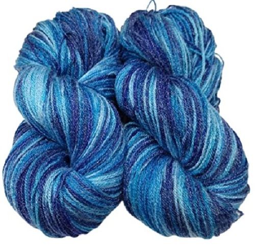 Blue Light Weight Raw Plain Pattern Elastic Cotton Wool Knitting Yarn