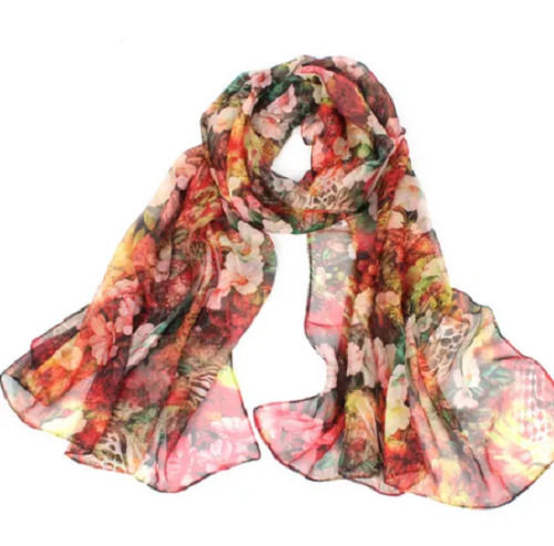 22 X 72 Inches Daily Use Printed Soft Georgette Scarves For Girls