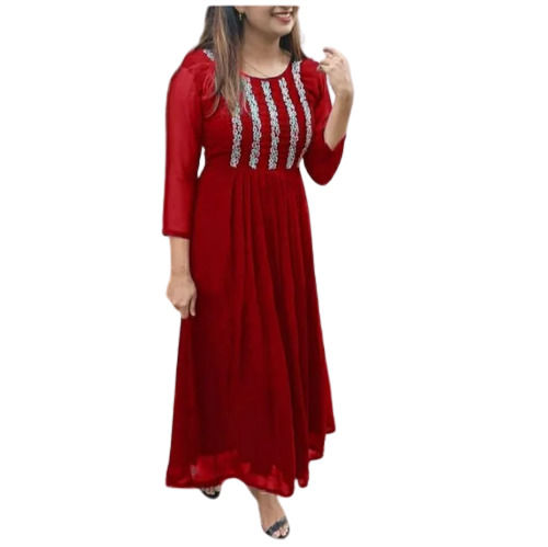 3By 4Th Sleeve Ethnic Style Casual Wear Plain Designer Georgette Kurti Bust Size: 32 Inch (In)