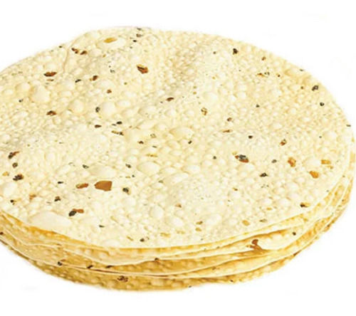 5 Inch Size Round Shape Salty Taste Solid Suji Papad