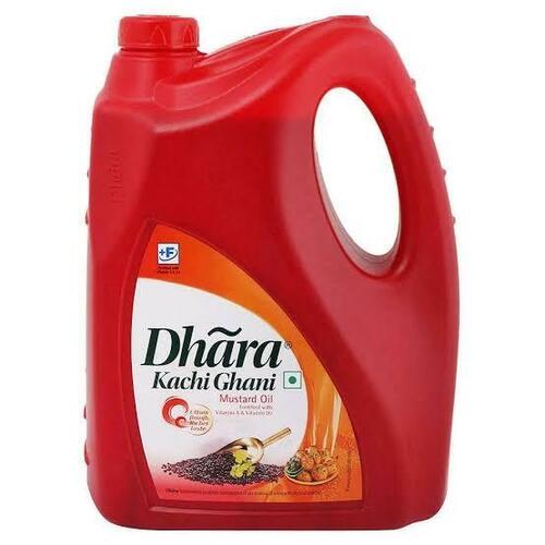 5 Liter Can Packaging Dhara Kachi Ghani Mustard Oil For Cooking