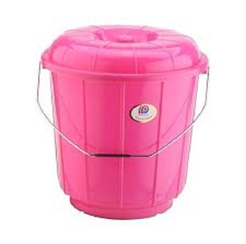 Pink Dent Free Strong Round Pvc Plastic Bucket With Steel Handle 