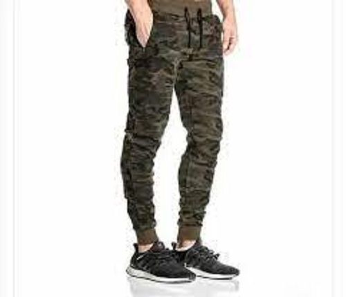 Green Light Weight Stretchable Elastic Waistband Cotton Printed Joggers For Men