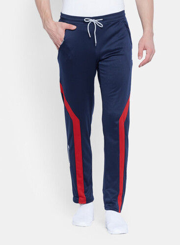 Mens Casual Red And Blue Plain Full Length Polyester Lower Size: Extra Large