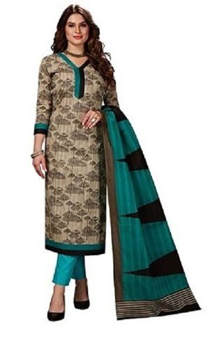 Multi Party Wear 3-4Th Sleeves Printed Fancy Cotton Ladies Suit