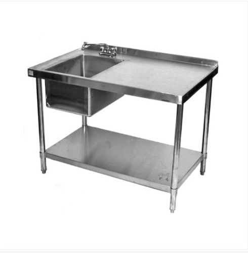 Stainless Steel Easy Clean Strong Food Preparation Table With Sink Height: 3 Foot (Ft)