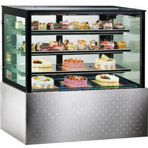 Stainless Steel Glass Body 4 Feet Length Cake Display Counter