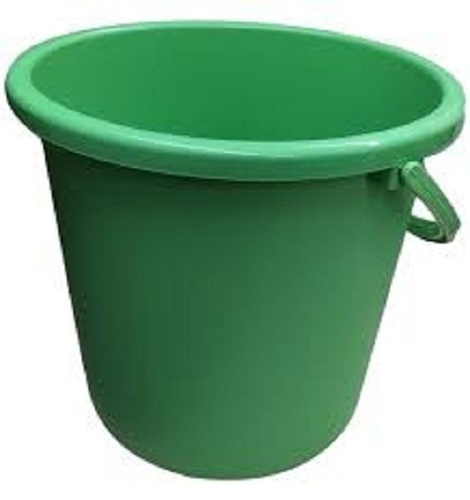 Green Strong Plain Pet Plastic Round Buckets For Home With Handle