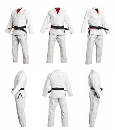 Unisex 100% Cotton Full Sleeve White Karate Uniform With Black Belt Application: Commercial