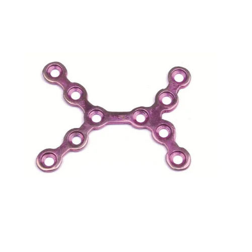 Purple 0.8 Mm Thick 10.3 Inch X Shaped Titanium Ten Hole Bone Plate For Hospital