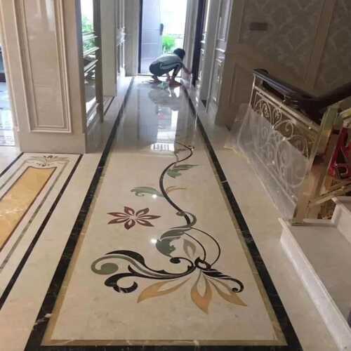 10-15 Mm Multicolor Polished Marble Inlay Flooring Tiles