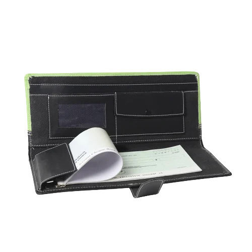 Black 10X5.5 Inch Rectangular Leather Cheque Book Holder