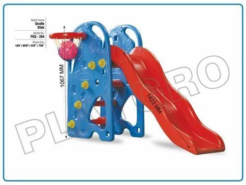 Blue And Red Plastic Kids Playground Slide Station