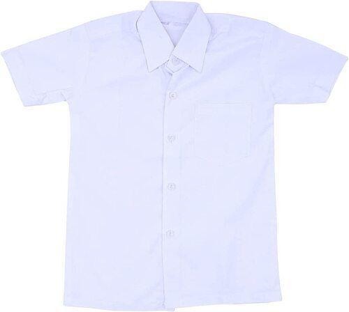 Boys Short Sleeves Plain Cotton White Shirt For School Uniform