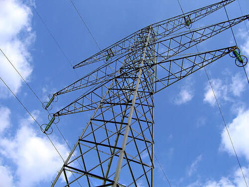 White And Green Hot Dip Galvanized Transmission Line Tower, 40 Meter Height