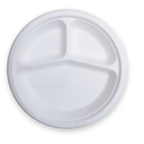 White Light Weight Round And Plain Disposable Plastic Plate - 10 Inches