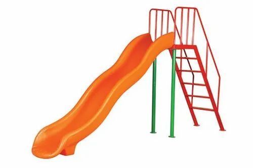 Orange, Red And Green Roto Wave Outdoor Play Slide, 4-14 Yrs Age Group