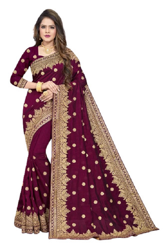 Pink woven katan silk saree with blouse - Humairah - 3516307