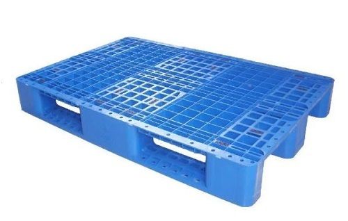 Blue 1300X1100X150 Cm Rectangular Single Faced 4 Way Plastic Hdpe Pallet