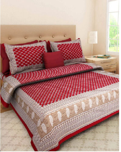 Red 250 Gm Dobby Knitted Printed Washable Double Bed Sheets