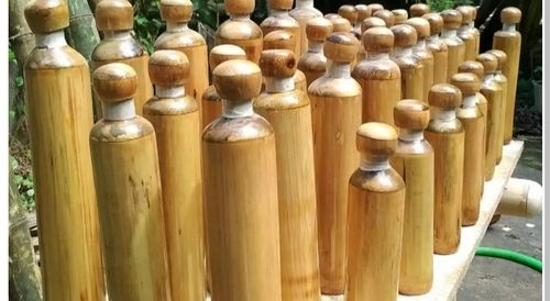 Brown Round Bamboo Water Bottle For Drinking Water