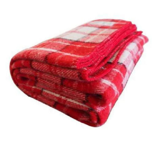 Full Size Checked Pattern Woolen Blanket For Home Age Group: Adults