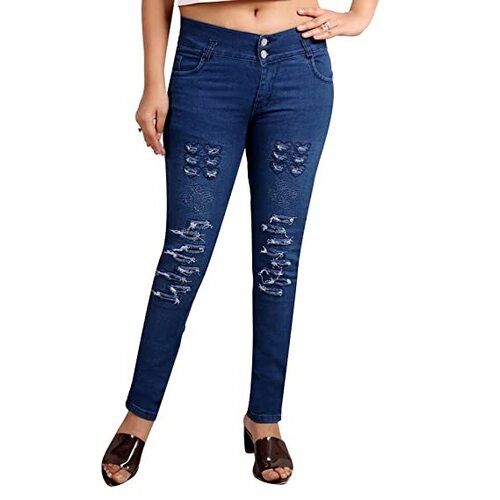 White And Green Ladies Skinny Fit Designer Denim Jeans For Casual Wear