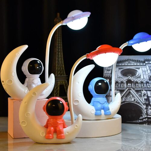 Multicolor X4Cart Astronaut Moon Desk Lamp, Usb Spaceman Table Light, Dimmable Eye Protection Night Light For Reading Studying Working Kids Room Daccor (Multicolor, Cool White Light)